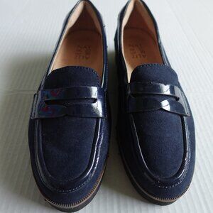 Naturalizer Navy Blue Faux Suede Penny Loafers 7W Comfortable Lightweight